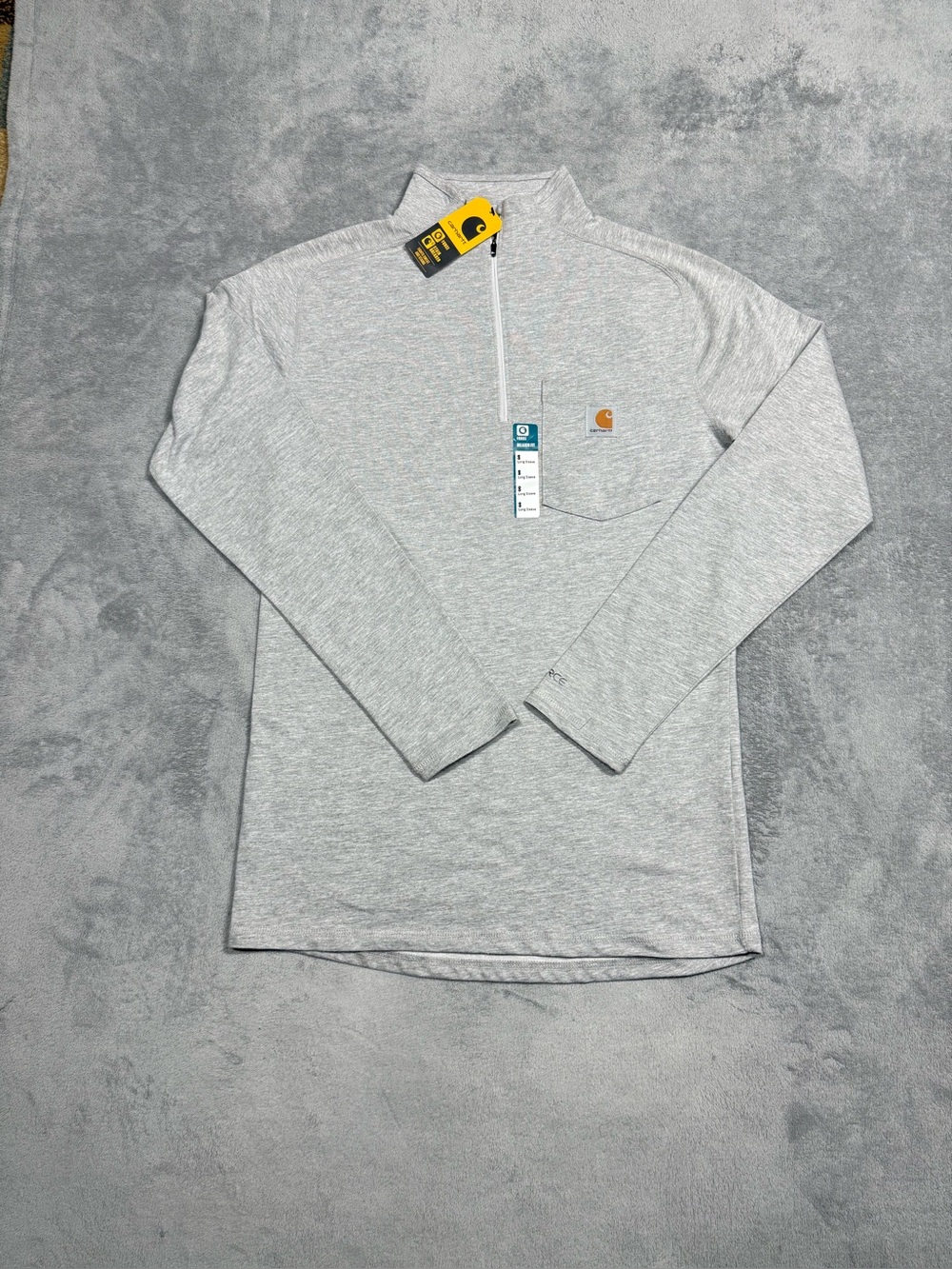 Carhartt Force Men S Quarter Zip Mock Neck Pullover Long Sleeve T-Shirt Gray NWT